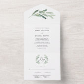 Rustic Greenery Olive Wedding All In One Uitnodiging (Binnen)