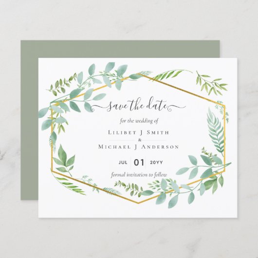 Rustic Greenery over driftwood Weddenschap (Voorkant / Achterkant)