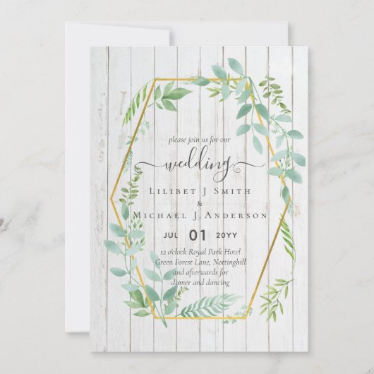 Rustic Greenery over driftwood Weddenschap Kaart (Voorkant)