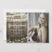 Rustic Greenery Photo Graduation Party Kaart (Voorkant)