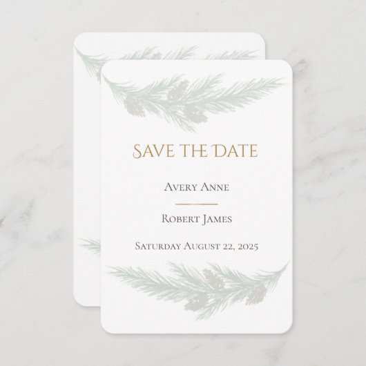 Rustic Greenery Pine Waterverf sparen de Datum Save The Date (Voorkant / Achterkant)