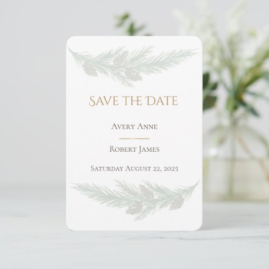Rustic Greenery Pine Waterverf sparen de Datum Save The Date (Staand voorkant)