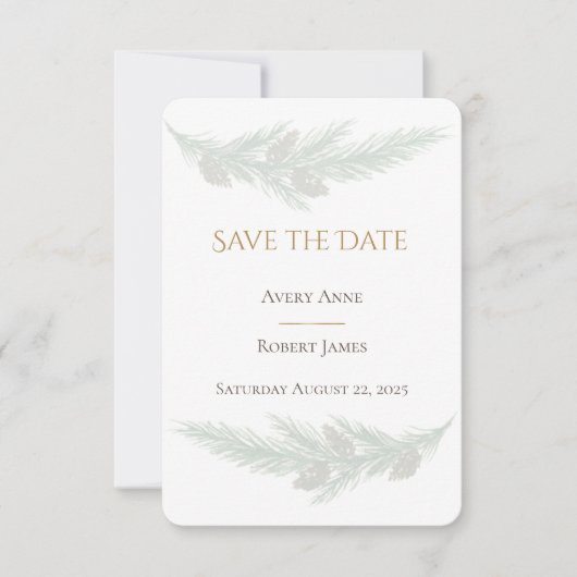 Rustic Greenery Pine Waterverf sparen de Datum Save The Date (Voorkant)