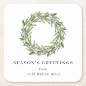 Rustic Greenery Pine Wreath Business Holiday Kartonnen Onderzetters (Voorkant)