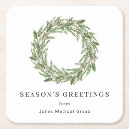 Rustic Greenery Pine Wreath Business Holiday Kartonnen Onderzetters