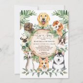 Rustic Greenery Puppy Dogs Boy Baby shower Kaart (Voorkant)