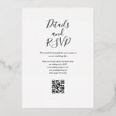 Rustic Greenery QR Code Elegant Wedding Gold Folie Uitnodiging (Achterkant)