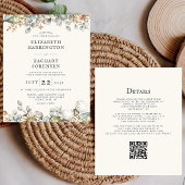 Rustic Greenery QR Code Huwelijksuitnodiging