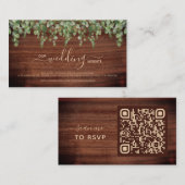 Rustic Greenery QR Code Weddenschap Website RSVP C Visitekaartje (Voorkant / Achterkant)