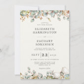 Rustic Greenery QR Code Wedding Kaart (Voorkant)