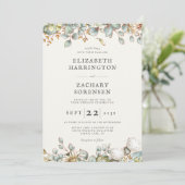 Rustic Greenery QR Code Wedding Kaart (Staand voorkant)