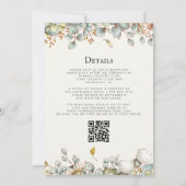 Rustic Greenery QR Code Wedding Kaart (Achterkant)