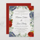 Rustic Greenery Red Blue Floral Weddenschap (Voorkant / Achterkant)