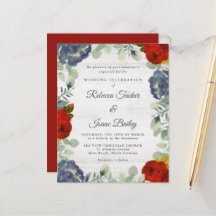 Rustic Greenery Red Blue Floral Weddenschap