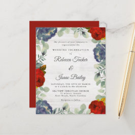 Rustic Greenery Red Blue Floral Weddenschap