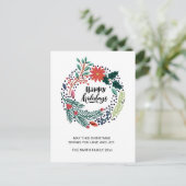 Rustic Greenery Red Poinsettia Floral Wreath Briefkaart (Staand voorkant)