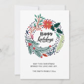 Rustic Greenery Red Poinsettia Floral Wreath Feestdagenkaart (Voorkant)