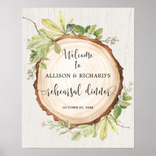 Rustic greenery rehearings welkomstbord poster