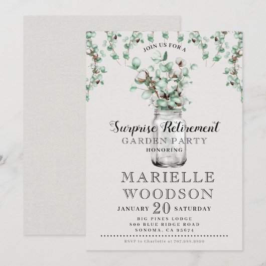 Rustic Greenery Retirement Party Kaart (Voorkant / Achterkant)