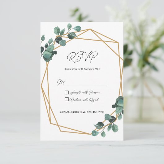 Rustic Greenery RSVP Card Invitation (Staand voorkant)