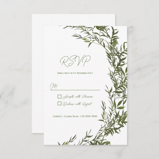 Rustic Greenery RSVP Card Invitation (Voorkant / Achterkant)