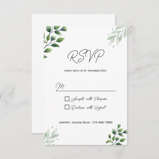 Rustic Greenery RSVP Card Invitation (Voorkant / Achterkant)