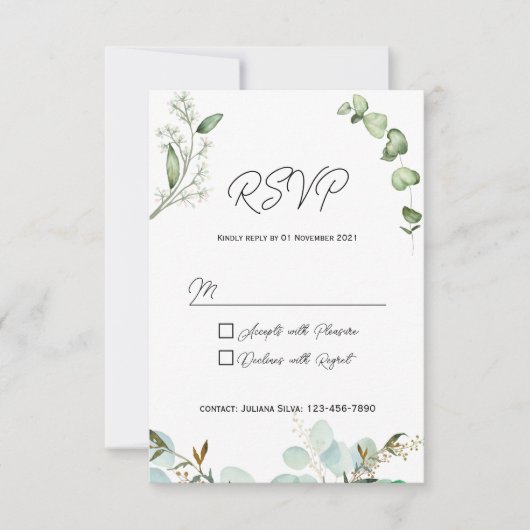Rustic Greenery RSVP Card Uitnodiging (Voorkant)