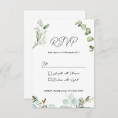 Rustic Greenery RSVP Card Uitnodiging (Voorkant / Achterkant)