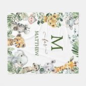 Rustic Greenery Safari Wild Animals Baby Boy Fleece Deken (Voorkant (Horizontaal))