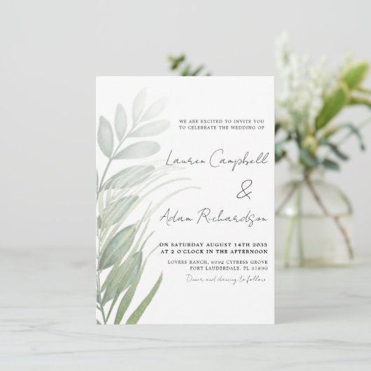 Rustic Greenery Sage Green Wedding Kaart (Staand voorkant)