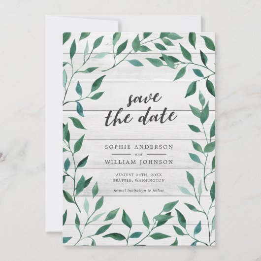 Rustic Greenery Save the Date (Voorkant)