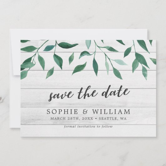Rustic Greenery Save the Date (Voorkant)