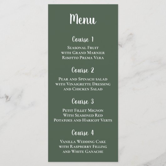 Rustic Greenery Simple Calligraphy Modern Wedding Menu (Voorkant)