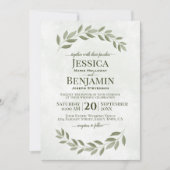 Rustic Greenery Simple Elegant Sage Green Wedding Kaart (Voorkant)