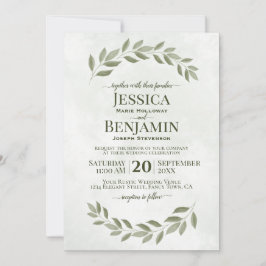 Rustic Greenery Simple Elegant Sage Green Wedding Kaart