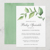Rustic Greenery Sprig Gender Neutral Baby Sprinkle Kaart (Voorkant / Achterkant)