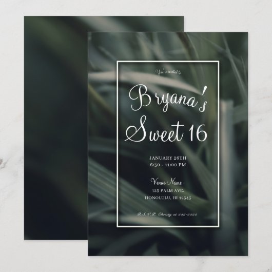 Rustic Greenery Spring Grass Sweet 16 Birthday Kaart (Voorkant / Achterkant)