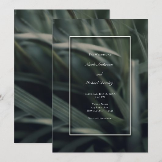 Rustic Greenery Spring Grass Wedding Kaart (Voorkant / Achterkant)