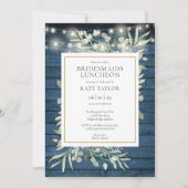 Rustic Greenery String Lights Bridesmaids Luncheon Kaart (Voorkant)