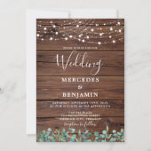 Rustic Greenery String Lights Country Wood Weddens Kaart (Voorkant)