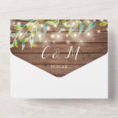 Rustic Greenery String Lights Mason Jars Wedding All In One Uitnodiging (Achterkant)