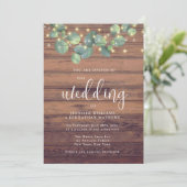 Rustic Greenery String Lights Wedding Kaart (Staand voorkant)