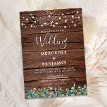 Rustic Greenery String Lights Wood QR Code Weddens Kaart<br><div class="desc">Nodig vrienden en familie uit voor je bruiloft met dit elegante maar rustige hout met snaarlichten en eucalyptus greenery bruiloft uitnodigcards. Deze unieke huwelijksuitnodigingen van het platteland zijn voorzien van elegante witte snaarlampen op schuurhout met botanisch groen ontwerp met trouwwebsite qr code voor eenvoudige RSVP's. Pas deze trouwe trouwuitnodigingen aan...</div>