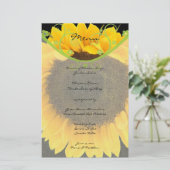 Rustic Greenery Sunflower Barn Wedding Menu (Staand voorkant)