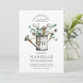 Rustic Greenery Surprise 70th Birthday Party Kaart (Staand voorkant)