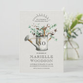 Rustic Greenery Surprise 80th Birthday Party Kaart (Staand voorkant)