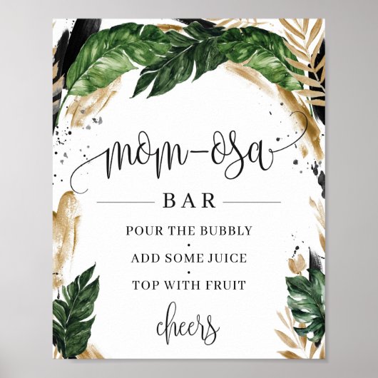 Rustic greenery tropical leaves mma-osa bar sign poster (Voorkant)
