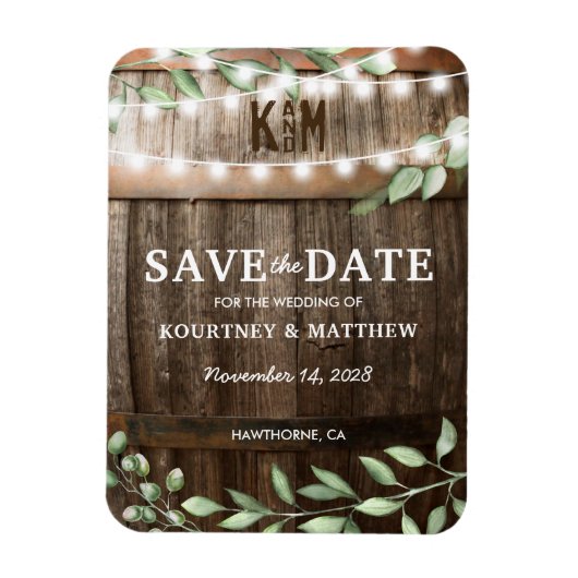 Rustic Greenery Trouwkoelkast Save the Date Magneet (Verticaal)