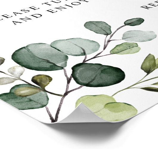 Rustic Greenery Unplugged Wedding Ceremony Sign Poster (Hoek)