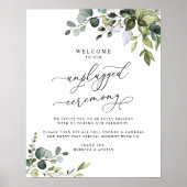 Rustic Greenery Unplugged Wedding Ceremony Sign Poster (Voorkant)